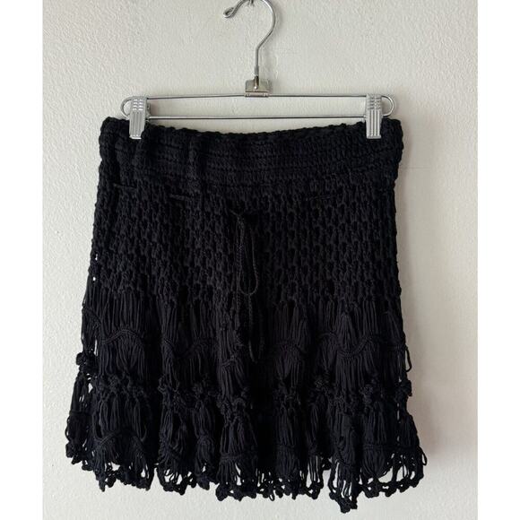 Ya Los Angeles Dresses & Skirts - YA Los Angeles Size Medium Black Crochet Mini Skirt Boho Festival Cover Up